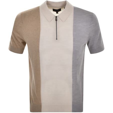 Product Image for Ted Baker Striped Knit Zip Polo T Shirt Grey