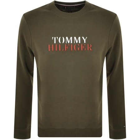 Product Image for Tommy Hilfiger Logo Crew Neck Sweatshirt Khaki