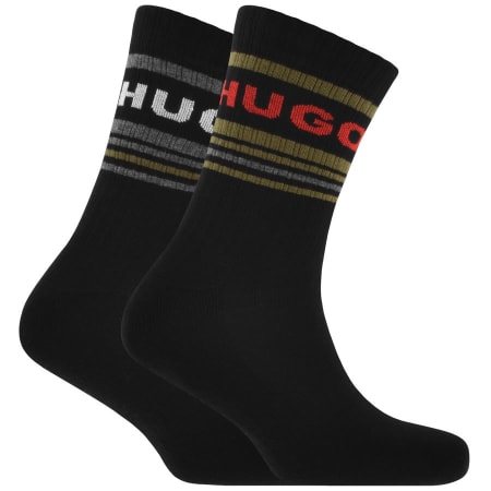 Product Image for HUGO 2 Pack Logo Socks Black