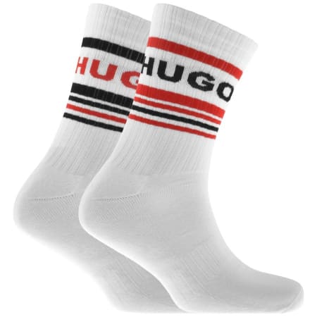 Product Image for HUGO 2 Pack Logo Socks White