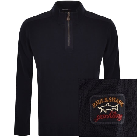 Product Image for Paul And Shark Half Zip Knitted Jumper Navy