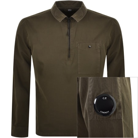 Product Image for CP Company Half Zip Overshirt Jacket Khaki