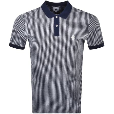 Product Image for Pretty Green Gingham Polo T Shirt Navy
