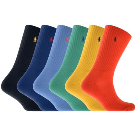 Product Image for Ralph Lauren Six Pack Classic Sport Socks Blue