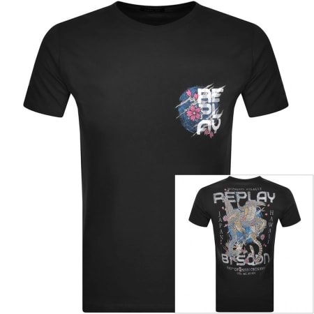 Product Image for Replay Logo Crew Neck T Shirt Black