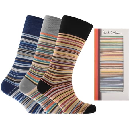 Product Image for Paul Smith Gift Set 3 Pack Stripe Socks Blue