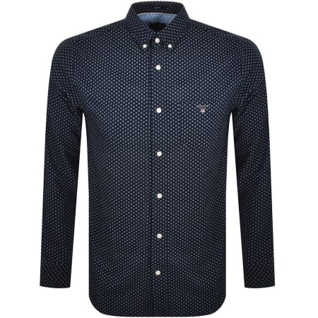 Product Image for Gant Oxford Micro Print Long Sleeve Shirt Navy