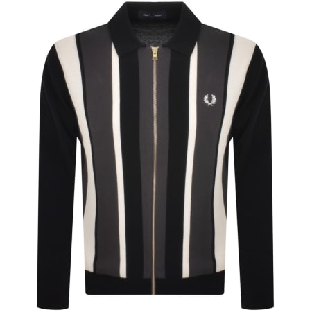 Product Image for Fred Perry FZ Striped Knit Cardigan Black