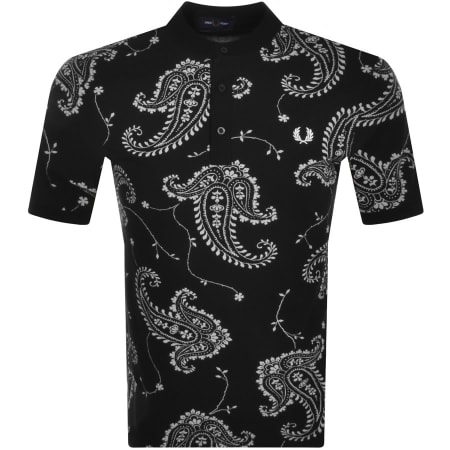 Product Image for Fred Perry Paisley Print Henley Polo T Shirt Black