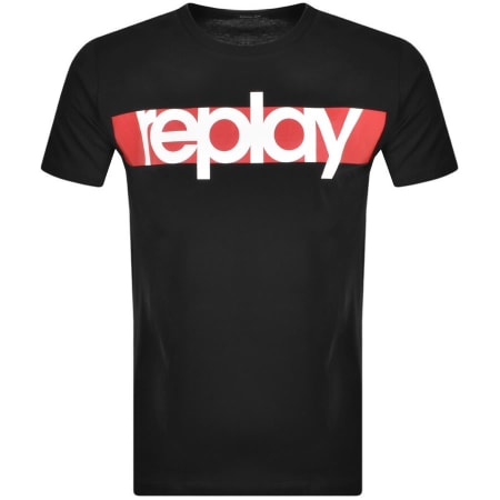 Product Image for Replay Logo Crew Neck T Shirt Black