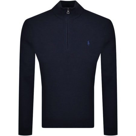 Product Image for Ralph Lauren Half Zip Waffle Knit Jumper Navy
