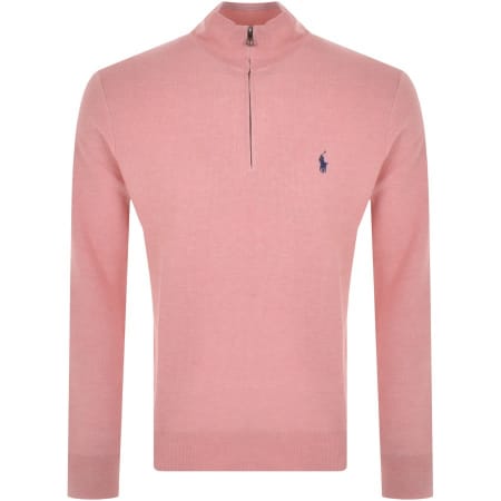 Product Image for Ralph Lauren Half Zip Waffle Knit Jumper Pink