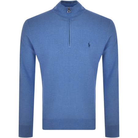 Product Image for Ralph Lauren Half Zip Waffle Knit Jumper Blue