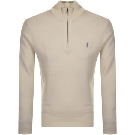 Product Image for Ralph Lauren Half Zip Waffle Knit Jumper Cream