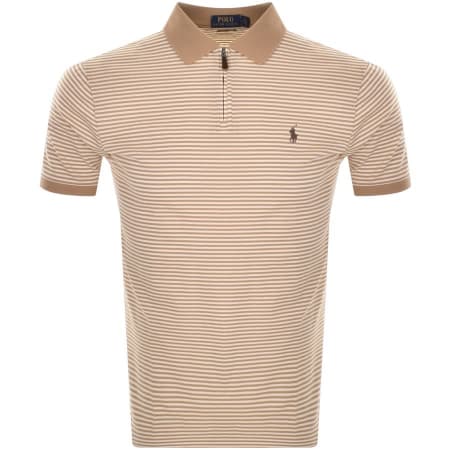 Product Image for Ralph Lauren Slim Fit Half Zip Polo T Shirt Beige