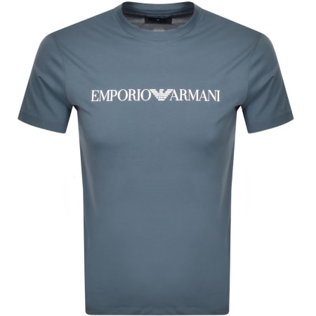 Product Image for Emporio Armani Crew Neck Logo T Shirt Blue