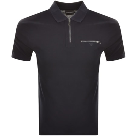 Product Image for Emporio Armani Half Zip Polo T Shirt Navy