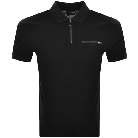 Product Image for Emporio Armani Half Zip Polo T Shirt Black