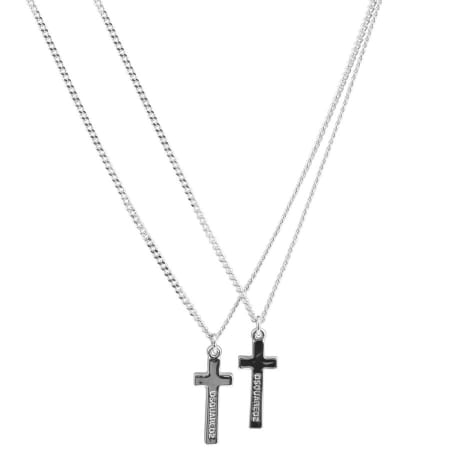 Product Image for DSQUARED2 Two Chain Cross Necklace Silver