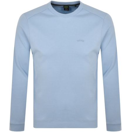 Product Image for BOSS Salbo Curved Crew Neck Sweatshirt Blue