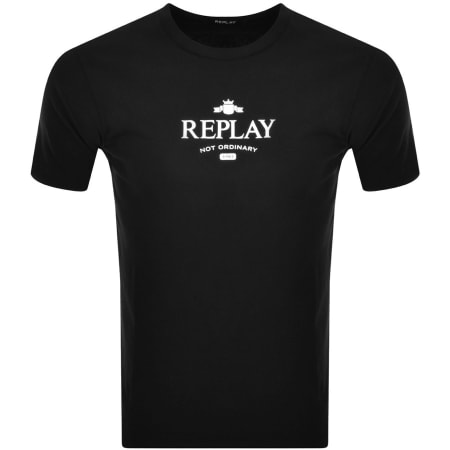 Product Image for Replay Logo Crew Neck T Shirt Black
