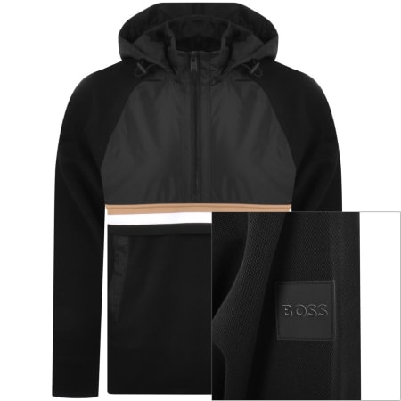 Product Image for BOSS Seeger Half Zip Hoodie Black