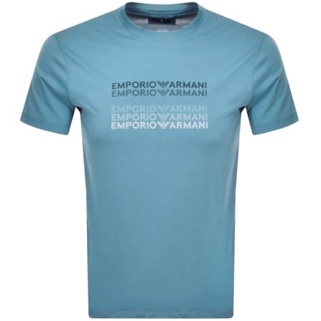 Product Image for Emporio Armani Crew Neck Logo T Shirt Blue