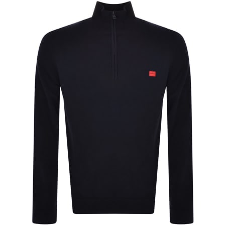 Product Image for HUGO San Qunitus Half Zip Knit Jumper Navy