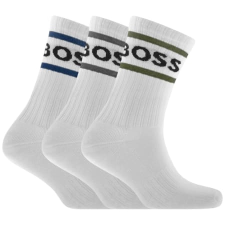 Product Image for BOSS Three Pack Crew Socks White