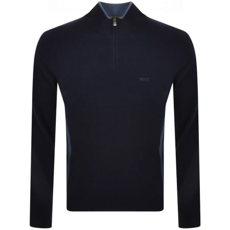 Product Image for BOSS Barlo Half Zip Knit Jumper Navy