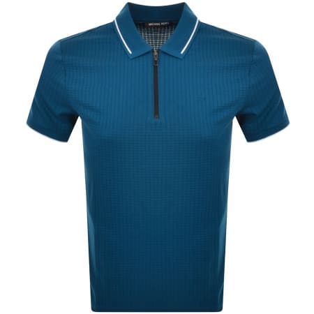 Product Image for Michael Kors Waffle Half Zip Polo T Shirt Blue