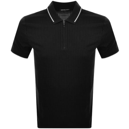 Product Image for Michael Kors Waffle Half Zip Polo T Shirt Black