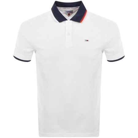 Product Image for Tommy Jeans Flag Neck Polo Shirt White