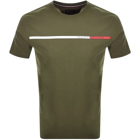Product Image for Tommy Hilfiger Chest Stripe Logo T Shirt Green