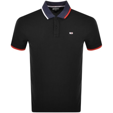 Product Image for Tommy Jeans Flag Neck Polo Shirt Black