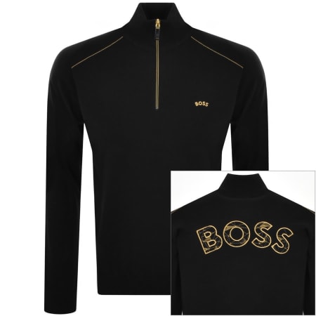Product Image for BOSS Zoldan Half Zip Knit Sweatshirt Black