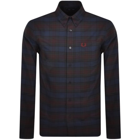 Product Image for Fred Perry Long Sleeved Tartan Shirt Navy