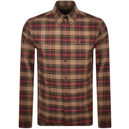 Product Image for Fred Perry Long Sleeved Tartan Shirt Khaki