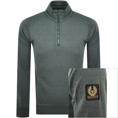 Product Image for Belstaff Kilmington Half Zip Logo Jumper Green