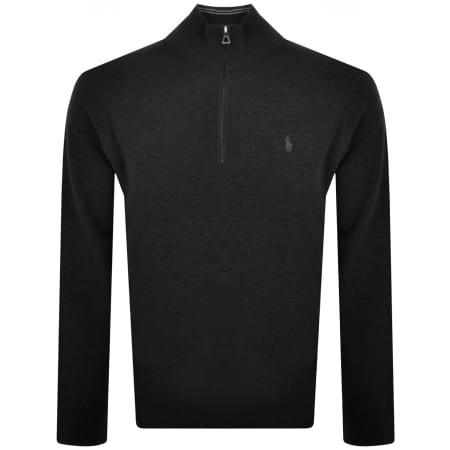 Product Image for Ralph Lauren Half Zip Waffle Knit Jumper Grey